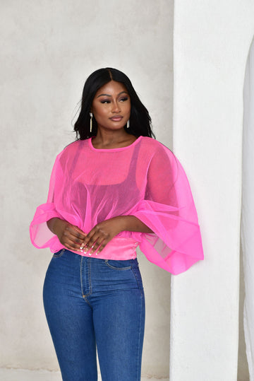 Alia Pink Mesh Top